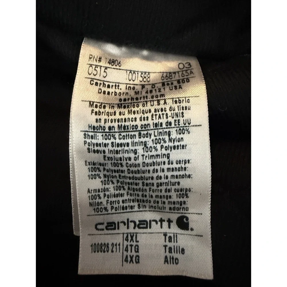 NWT Rare CARHARTT 4XL  Auburn Coat Sandstone Quilt Lined 100826 J130 BRN
